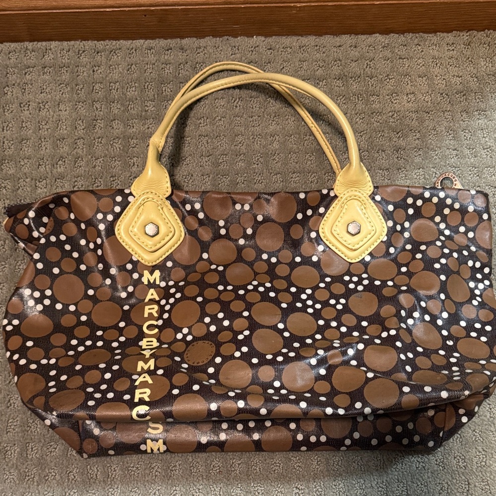 Vintage Marc by Marc Jacobs Brown and Yellow Polka Dot Tote